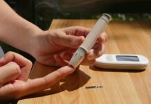 당뇨 전단계, 식습관 관리로 건강 지키는 방법 a person sitting at a table with a cell phone